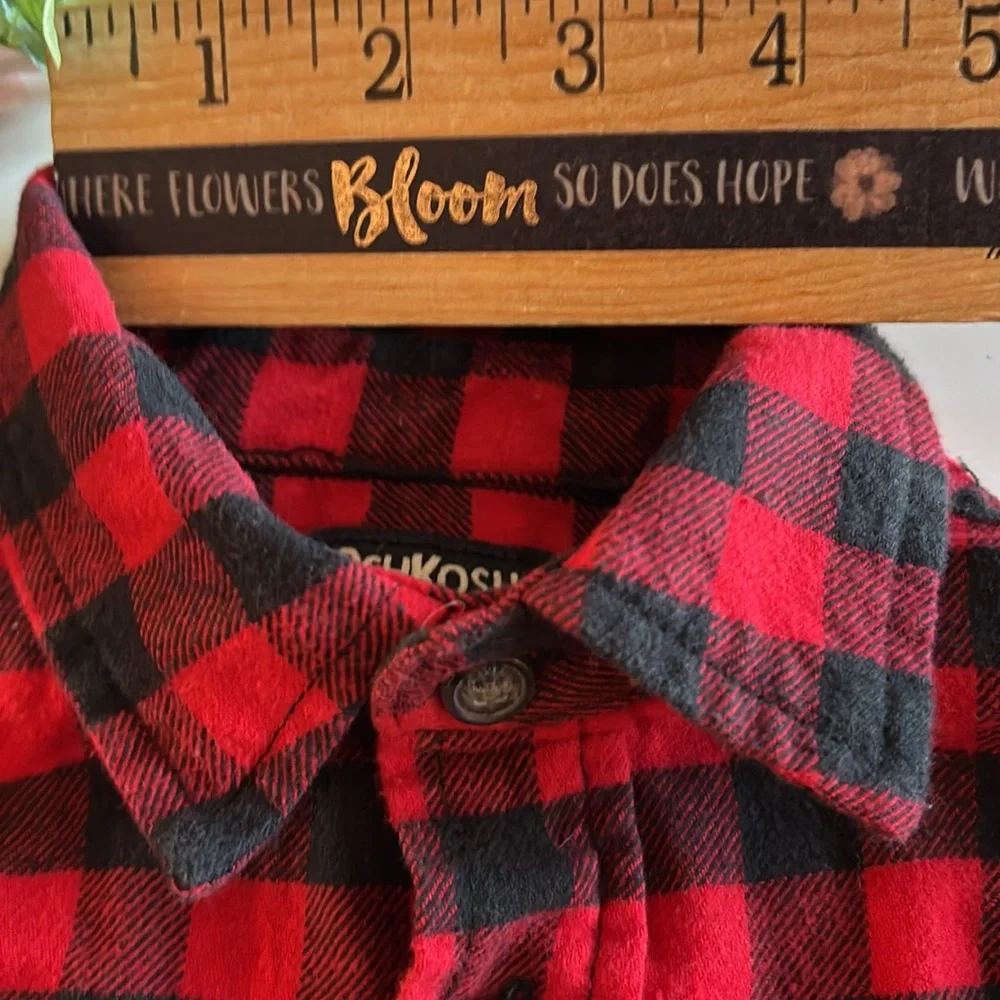 Oshkosh 3T Red Black Flannel Button Down Shirt Christmas Shirt 3T Buffalo